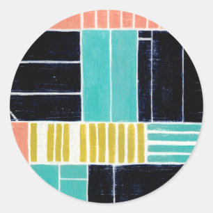 Geometrische blokken ronde sticker