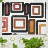 Geometrische blokken Rust Black Brown Theedoek (Gevouwen)