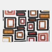 Geometrische blokken Rust Black Brown Theedoek (Horizontaal)