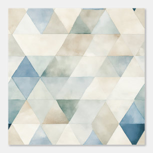 Geometrische Blue Cream Driehoek Waterverf Behang