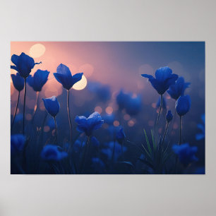 Geometrische Blue Mountains bij zonsondergang Poster