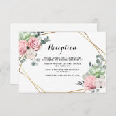 Geometrische blush Floral Reception Enclosure Card Informatiekaartje (Voorkant / Achterkant)
