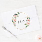 Geometrische Blush Monogram Sticker Label (Envelop)