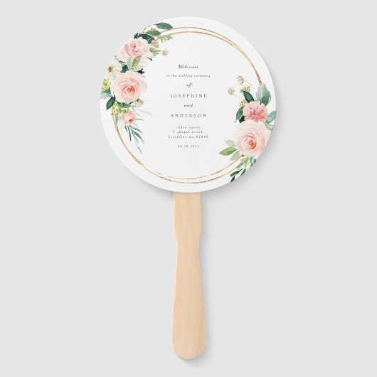 Geometrische Blush Wedding Program Fan Handwaaier (Voorkant)