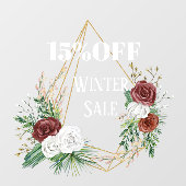 geometrische boho bordeauxrode bloemensling winter raamsticker (Vel)