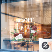 geometrische boho bordeauxrode bloemensling winter raamsticker (Cafe Raam)