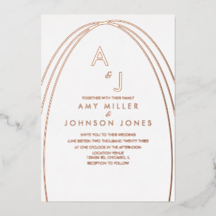 Geometrische boog rand wedding pressed  folie uitnodiging