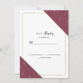 Geometrische bordeauxrode gouden glitter RSVP Kaart (Voorkant)