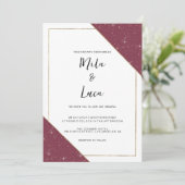 Geometrische bordeauxrood gouden schittering glitt kaart (Staand voorkant)