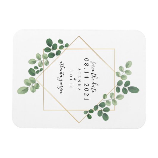 Geometrische botanische bruiloft Bewaar de datum Magneet (Horizontaal)