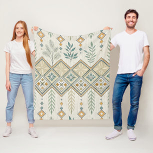 Geometrische Botanische Folk Art Naadloos Patroon Fleece Deken