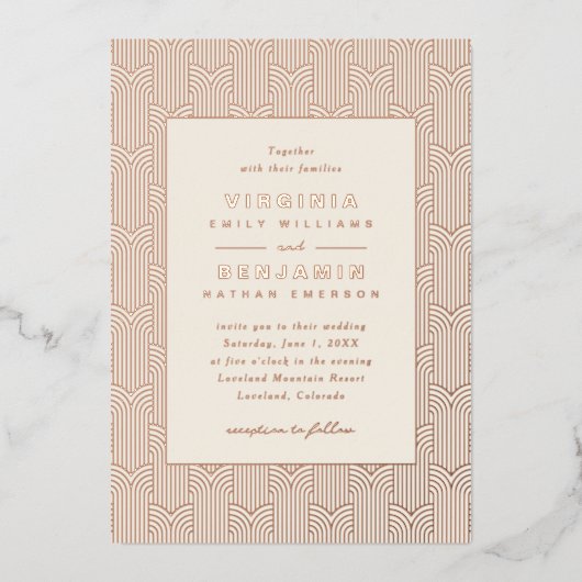 Geometrische bruiloft folie uitnodiging (Voorkant)