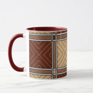 Geometrische bruin en Tan Textile Ceramic Mok