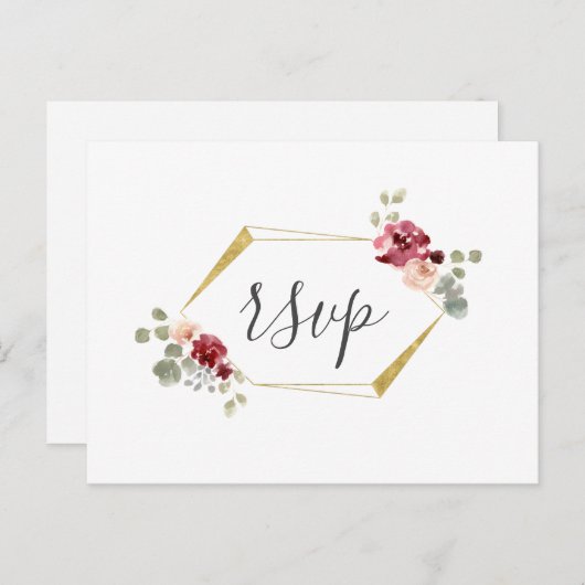 Geometrische bruine bloem Eucalyptus Trouw RSVP Uitnodiging Briefkaart (Voorkant / Achterkant)