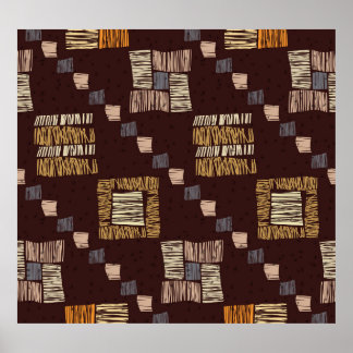 Geometrische bruine etnische tribale achtergrond poster