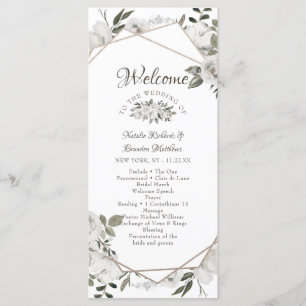 Geometrische Cherish White Floral bruiloft ceremon Programma