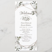 Geometrische Cherish White Floral bruiloft ceremon Programma (Voorkant)