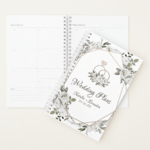 Geometrische Cherish White Floral Rozen Trouwplann Planner