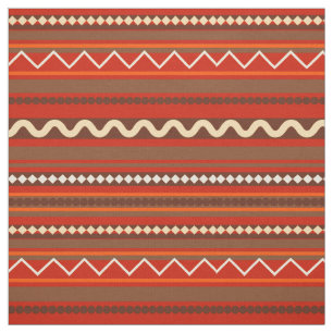 Geometrische Chevron en rode strepen Stof