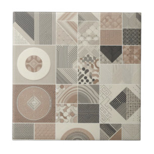 Geometrische Chic Havermout Soft Black Tegeltje