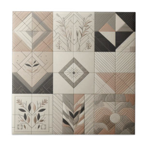 Geometrische Chic Havermout Soft Black Tegeltje