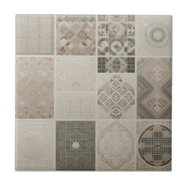 Geometrische Chic Havermout Soft Black Tegeltje