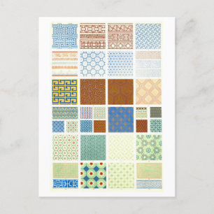 Geometrische  Chinees Stof Design Briefkaart