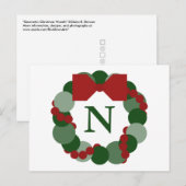 Geometrische Christmas Wreath Briefkaart met Monog (Voorkant / Achterkant)