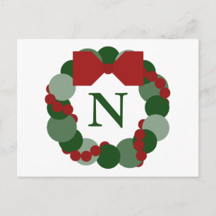 Geometrische Christmas Wreath Briefkaart met Monog