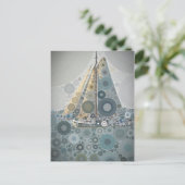 Geometrische cirkel Zeilboot kunstcadeaus van Leah Briefkaart (Staand voorkant)