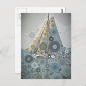 Geometrische cirkel Zeilboot kunstcadeaus van Leah Briefkaart (Voorkant / Achterkant)