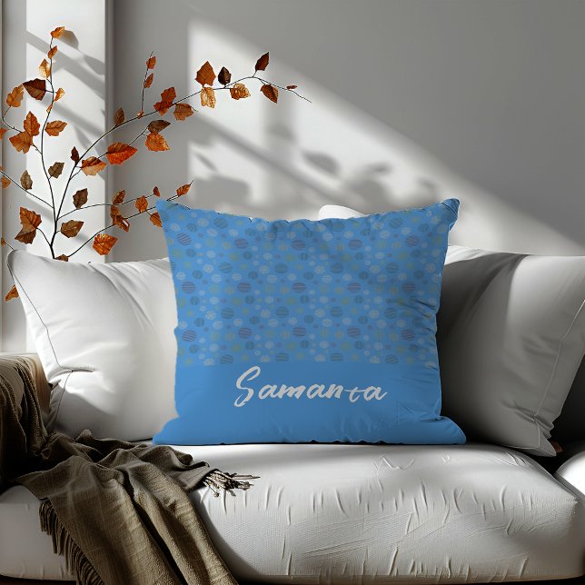  geometrische cirkellijn Blauwe naam Kussen (Creator heeft geüpload)