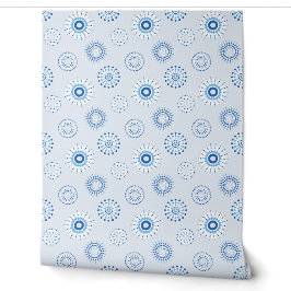 geometrische cirkelpatronen in delicate blauw behang