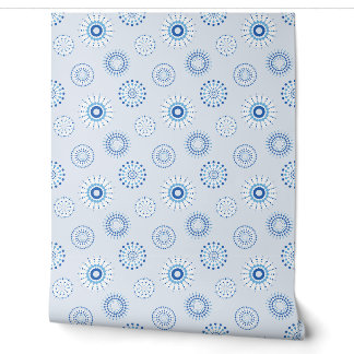 geometrische cirkelpatronen in delicate blauw behang