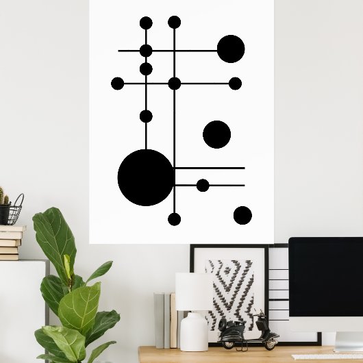 Geometrische cirkels en lijnen Abstracte kunst | M Poster (Thuiskantoor)