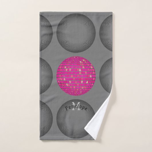 Geometrische cirkels Monogram Modern Minimalistisc Bad Handdoek (Handdoek)