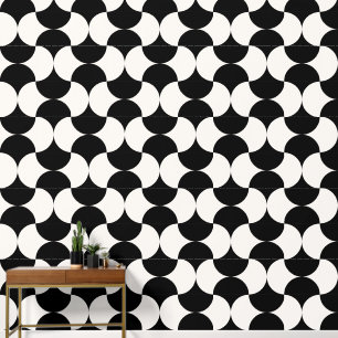 Geometrische cirkels zwart wit patroon behang