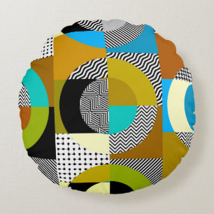 Geometrische collage: cirkels, patroon. rond kussen