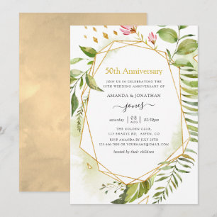 Geometrische Crystal Golden 50th Wedding Jubileum Kaart