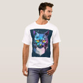 Geometrische cybercat t-shirt (Voorkant volledig)