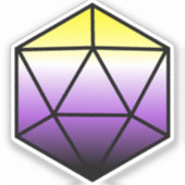 Geometrische D20 NB Pride Flag Sticker (Voorkant)