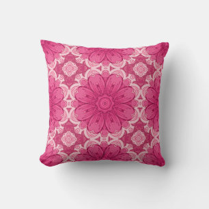 Geometrische Daisy Pattern in Coral and Pastel Pin Kussen