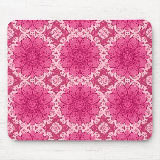 Geometrische Daisy Pattern in Coral and Pastel Pin Muismat (Voorkant)