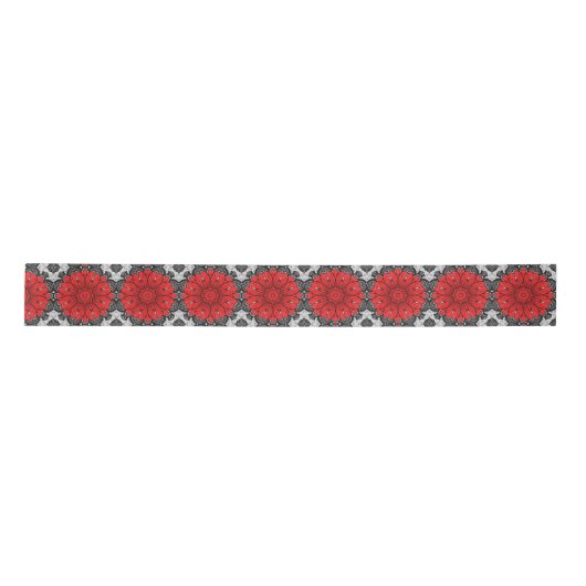 Geometrische Daisy Pattern in Red Black & White Lint (Voorkant)