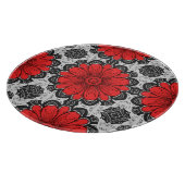 Geometrische Daisy Pattern in Red Black & White Snijplank (Hoek)