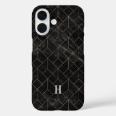 Geometrische Deco Roos Goud & Zwart Marmer Monogra Case-Mate iPhone Case (Achterkant)