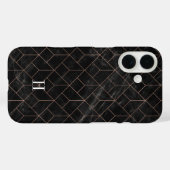 Geometrische Deco Roos Goud & Zwart Marmer Monogra Case-Mate iPhone Case (Achterkant (horizontaal))