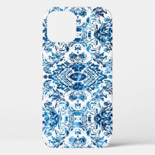 Geometrische demasnaadloos patroon met grijze teks iPhone 12 hoesje