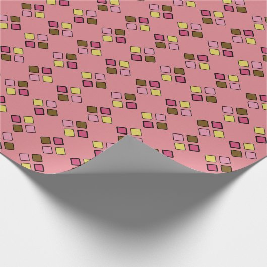 Geometrische diagonale vierkantjes Roze op elke kl Cadeaupapier (Hoek)