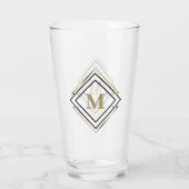 Geometrische diamanten Lijst monogram zwart/goud I Glas (Achterkant)
